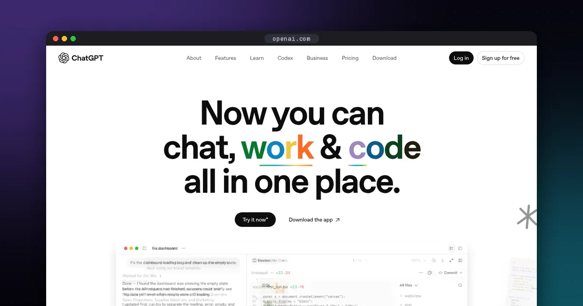 Screenshot of the ChatGPT website